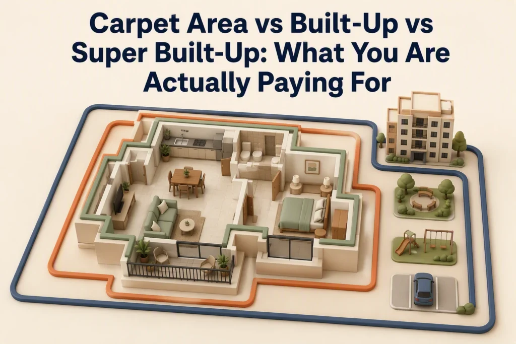 Carpet Area vs Built-Up vs Super Built-Up: What You Are Actually Paying For