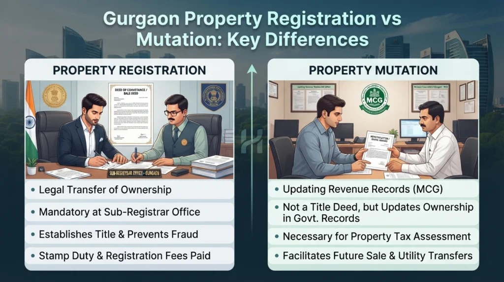 Gurgaon Property Registration vs Mutation: Key Differences