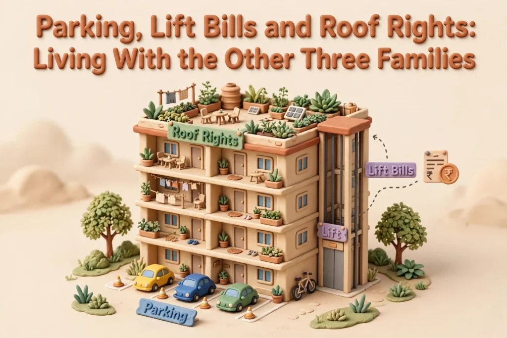 Parking, Lift Bills and Roof Rights: Living With the Other Three Families