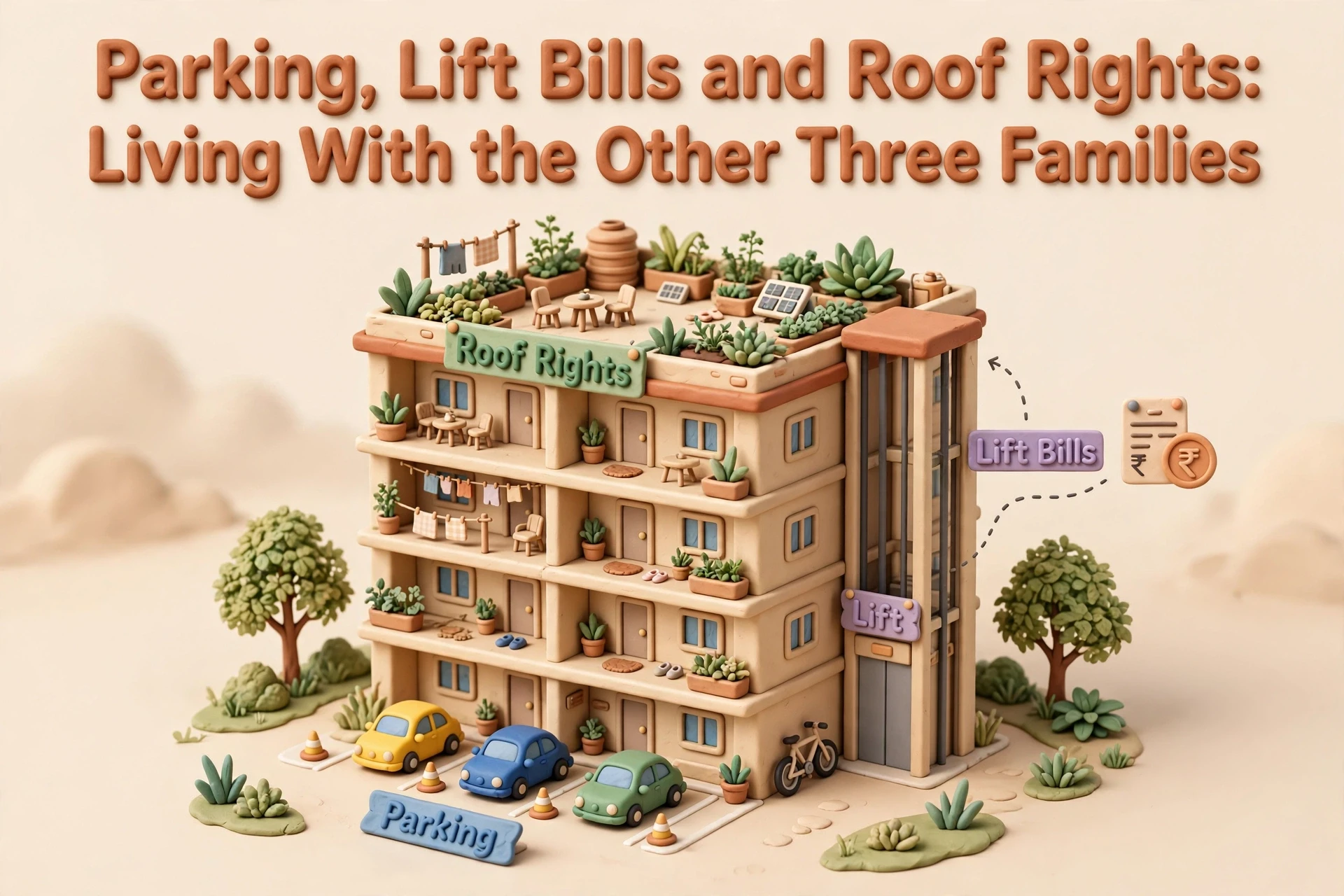 Parking, Lift Bills and Roof Rights: Living With the Other Three Families